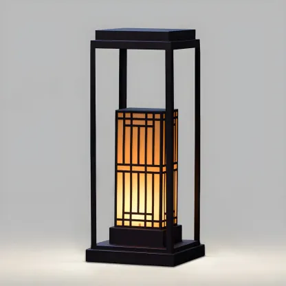 Oriental Retro Solar Rectangle Vertical Post Cap Light Image - 5