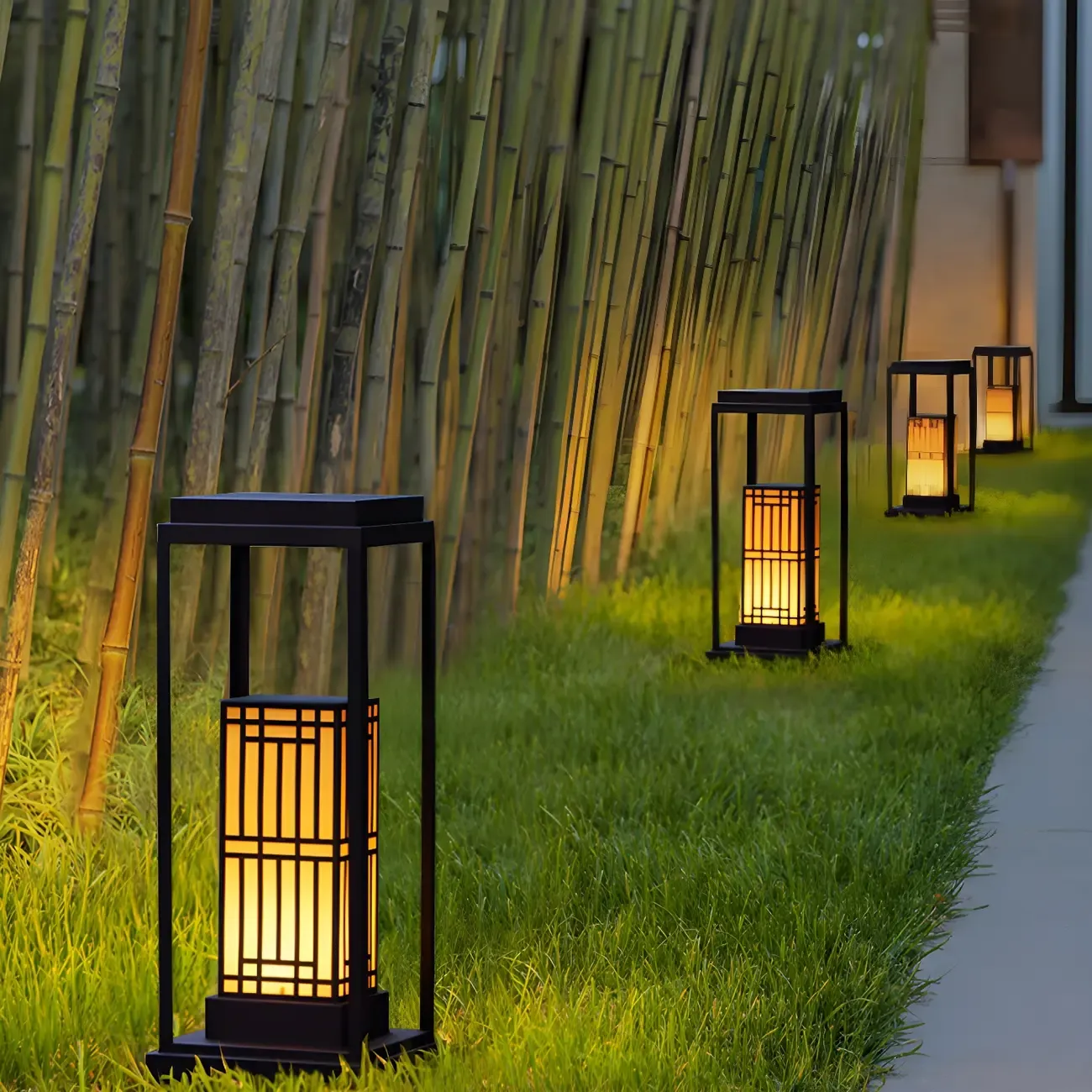 Oriental Retro Solar Rectangle Vertical Post Cap Light Image - 9