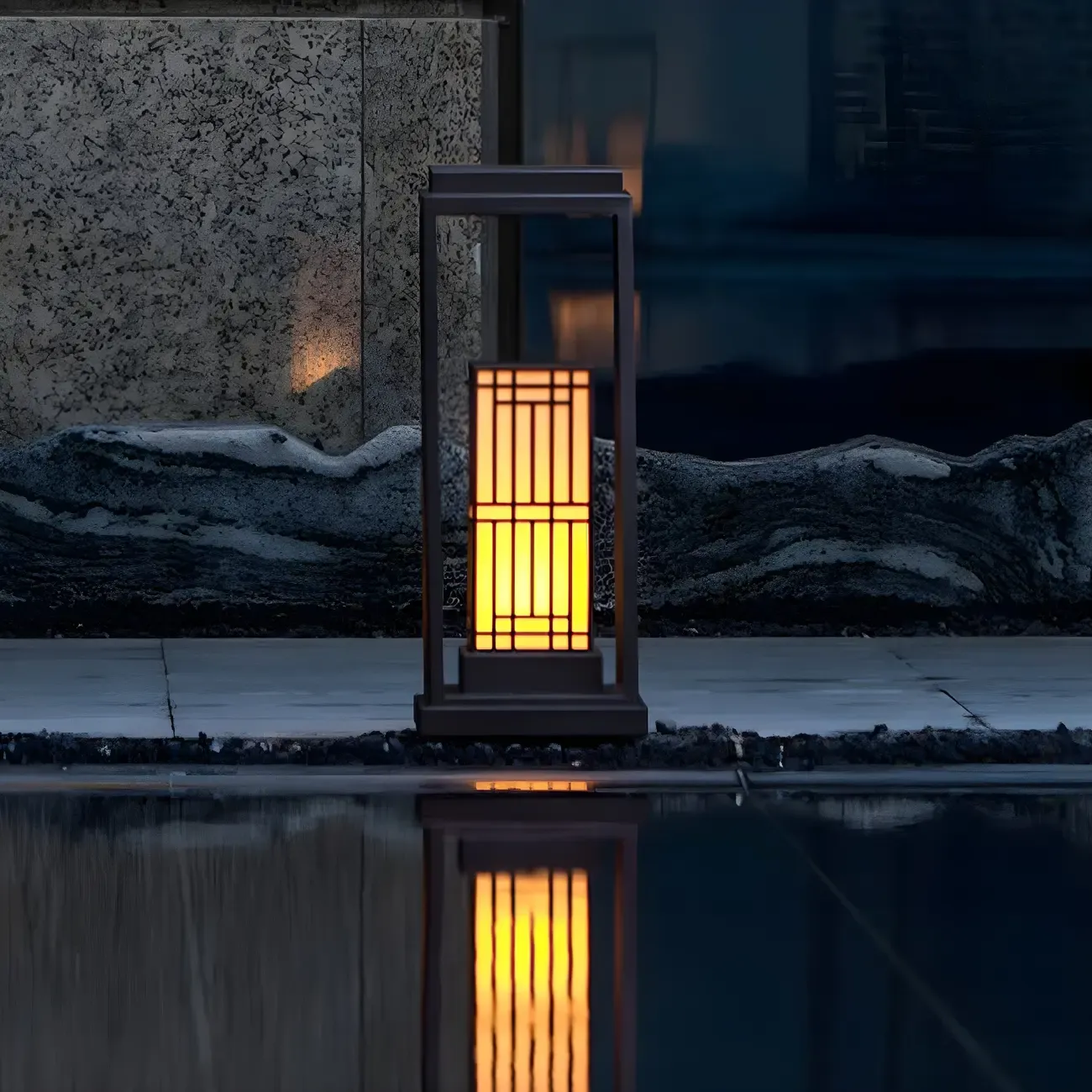 Oriental Retro Solar Rectangle Vertical Post Cap Light Image - 12