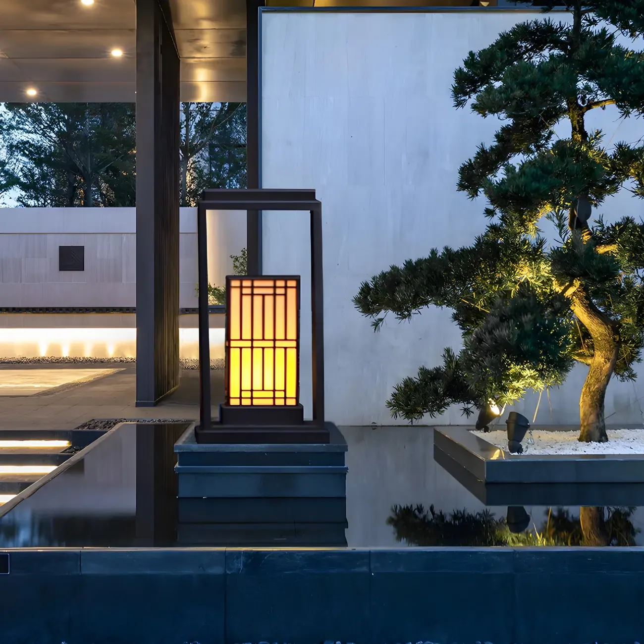 Oriental Retro Solar Rectangle Vertical Post Cap Light Image - 16
