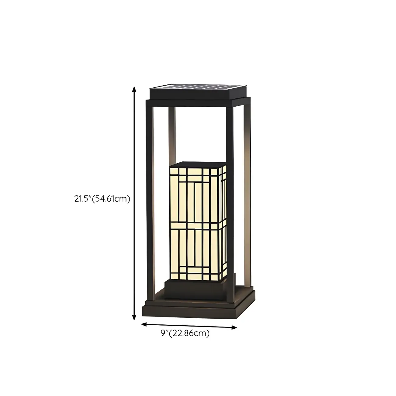 Oriental Retro Solar Rectangle Vertical Post Cap Light Image - 18