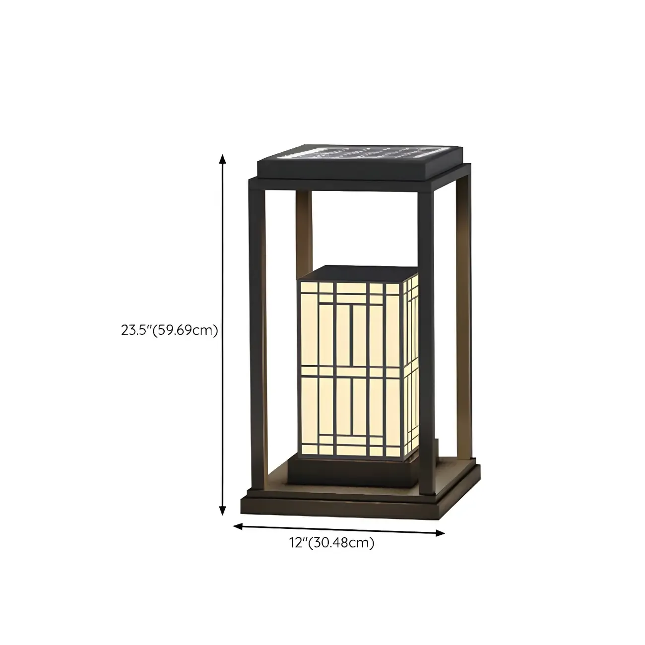 Oriental Retro Solar Rectangle Vertical Post Cap Light Image - 19
