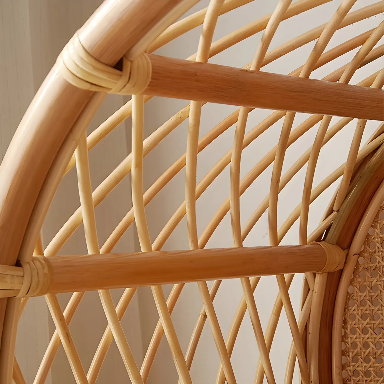 Light Wood Arch Rattan Bookshelf 5-Tier Bookcase Image - 9 | homeyfad