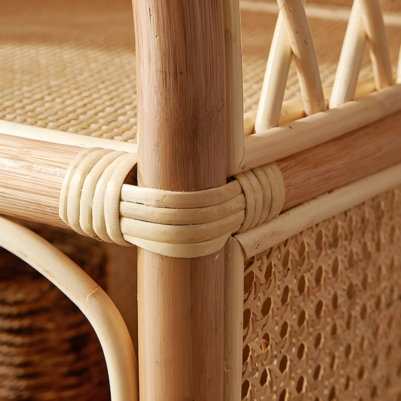 Light Wood Arch Rattan Bookshelf 5-Tier Bookcase Image - 11 | homeyfad