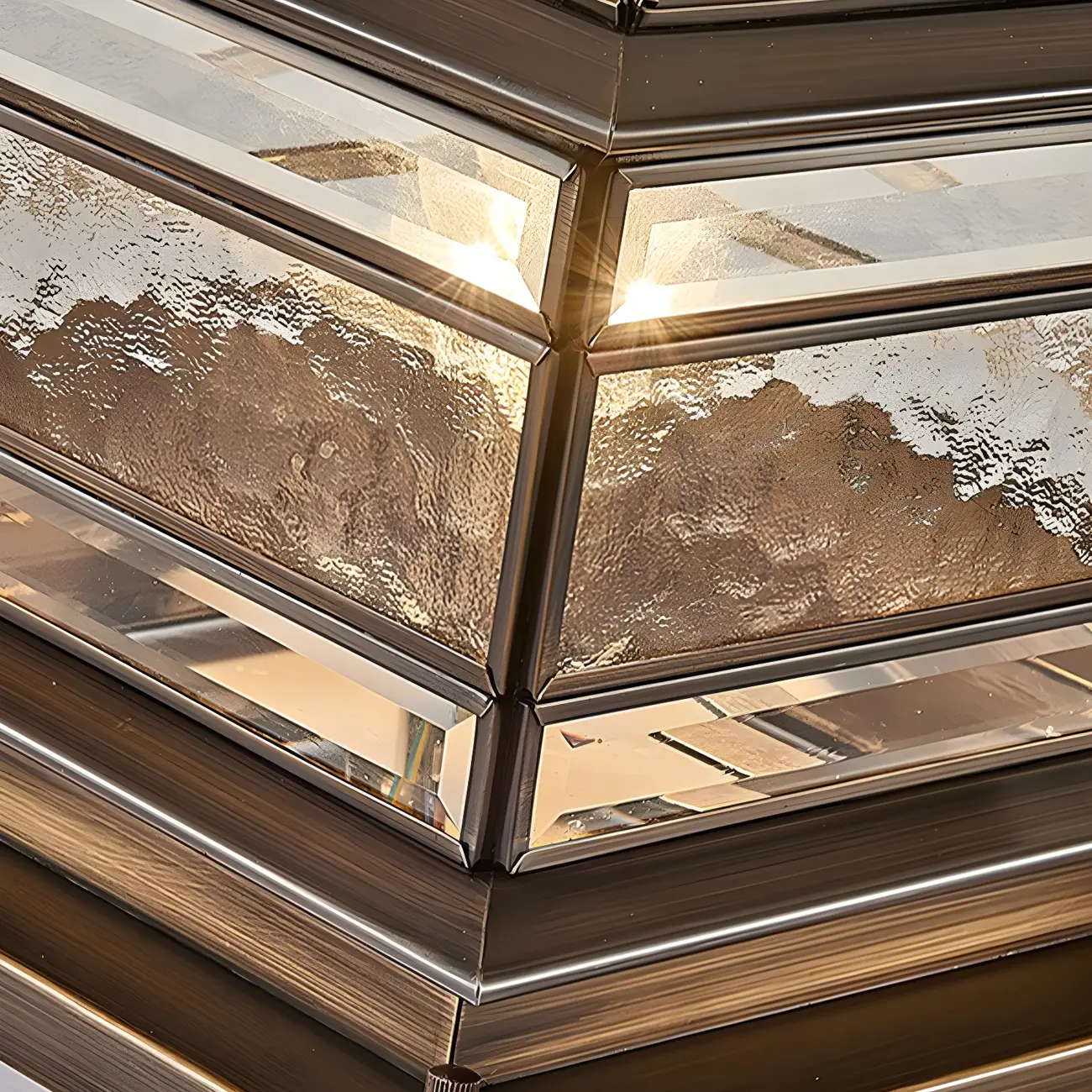 Brass Square Metal Glass Palace-Shape Wired Post Cap Light Image - 7 | homeyfad