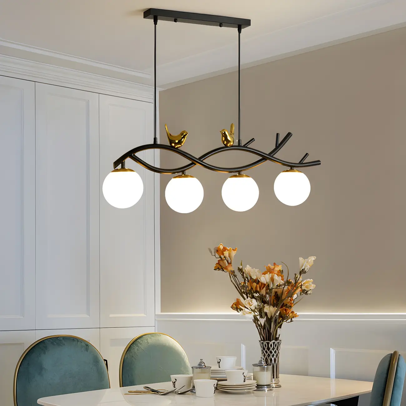 Industrial Black Globe 4-Light Kitchen Island Pendant Light | homeyfad