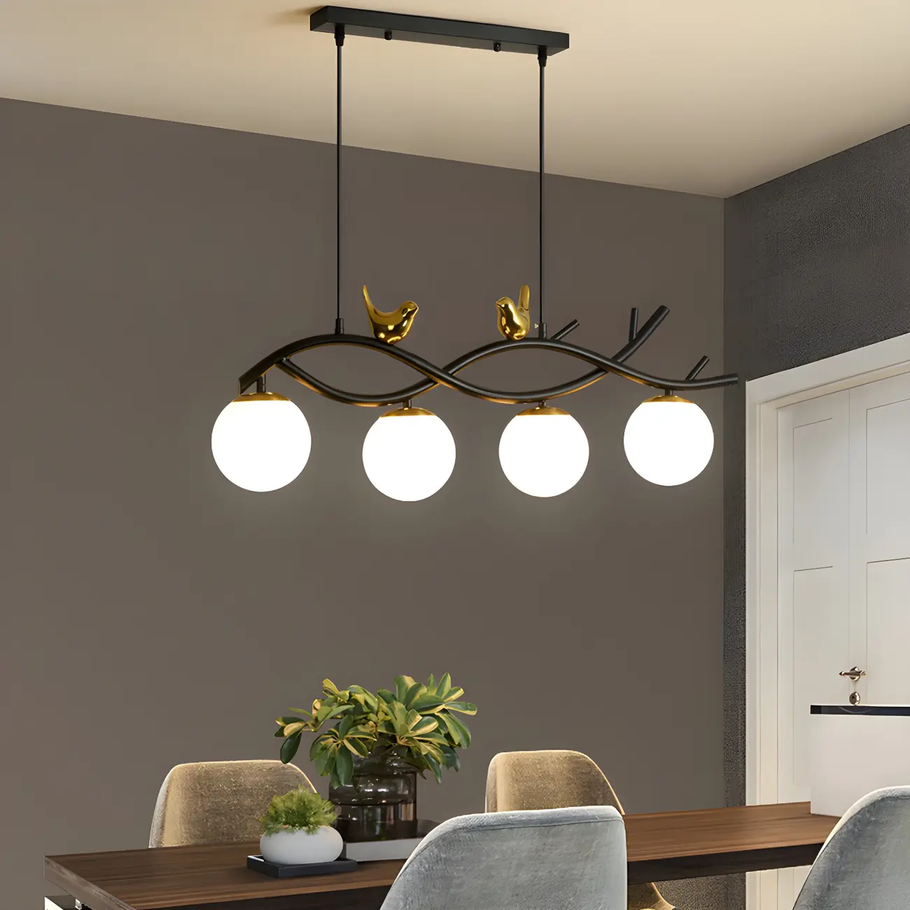 Industrial Black Globe 4-Light Kitchen Island Pendant Light | homeyfad