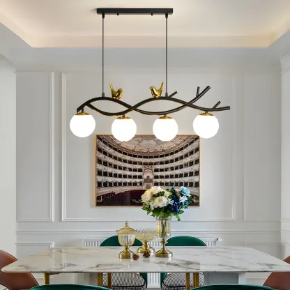 Industrial Black Globe 4-Light Kitchen Island Pendant Light