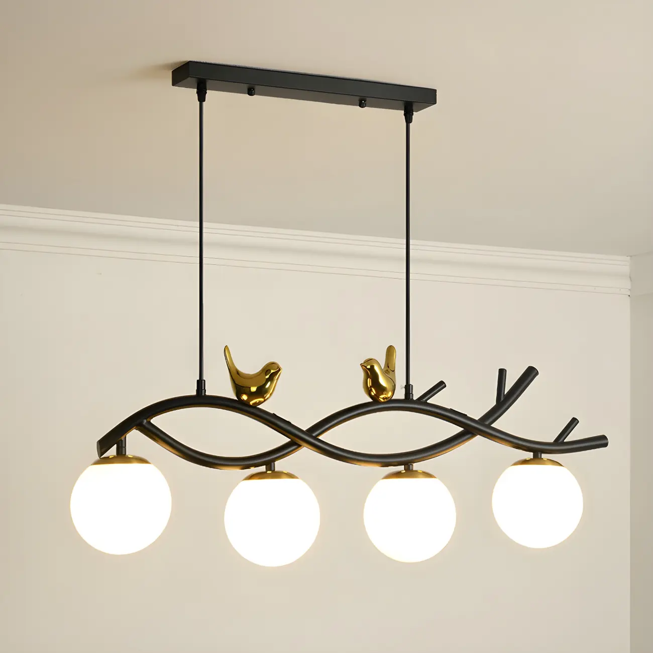 Industrial Black Globe 4-Light Kitchen Island Pendant Light | homeyfad