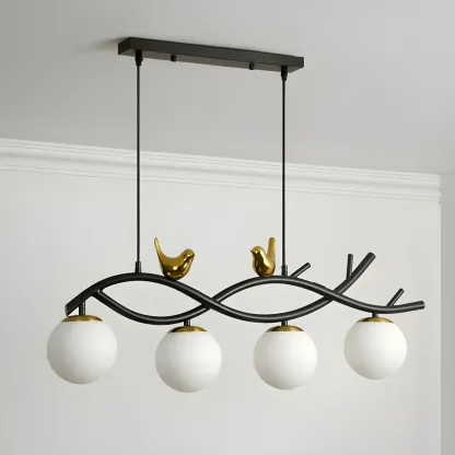 Industrial Black Globe 4-Light Kitchen Island Pendant Light