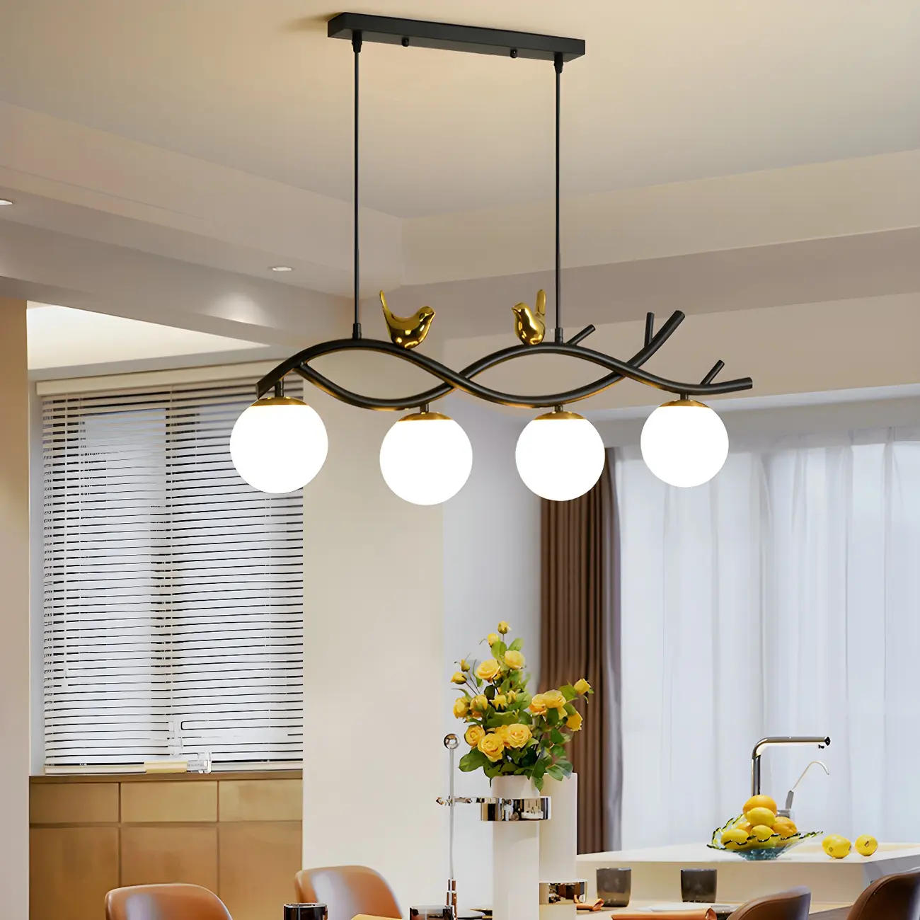 Industrial Black Globe 4-Light Kitchen Island Pendant Light | homeyfad