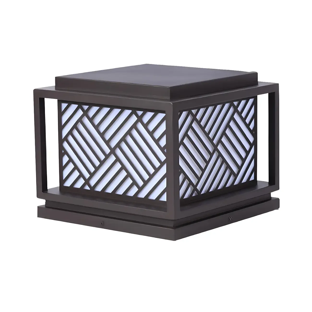 Cubic Metal Post Cap Light with Geometric Pattern Shade Image - 5