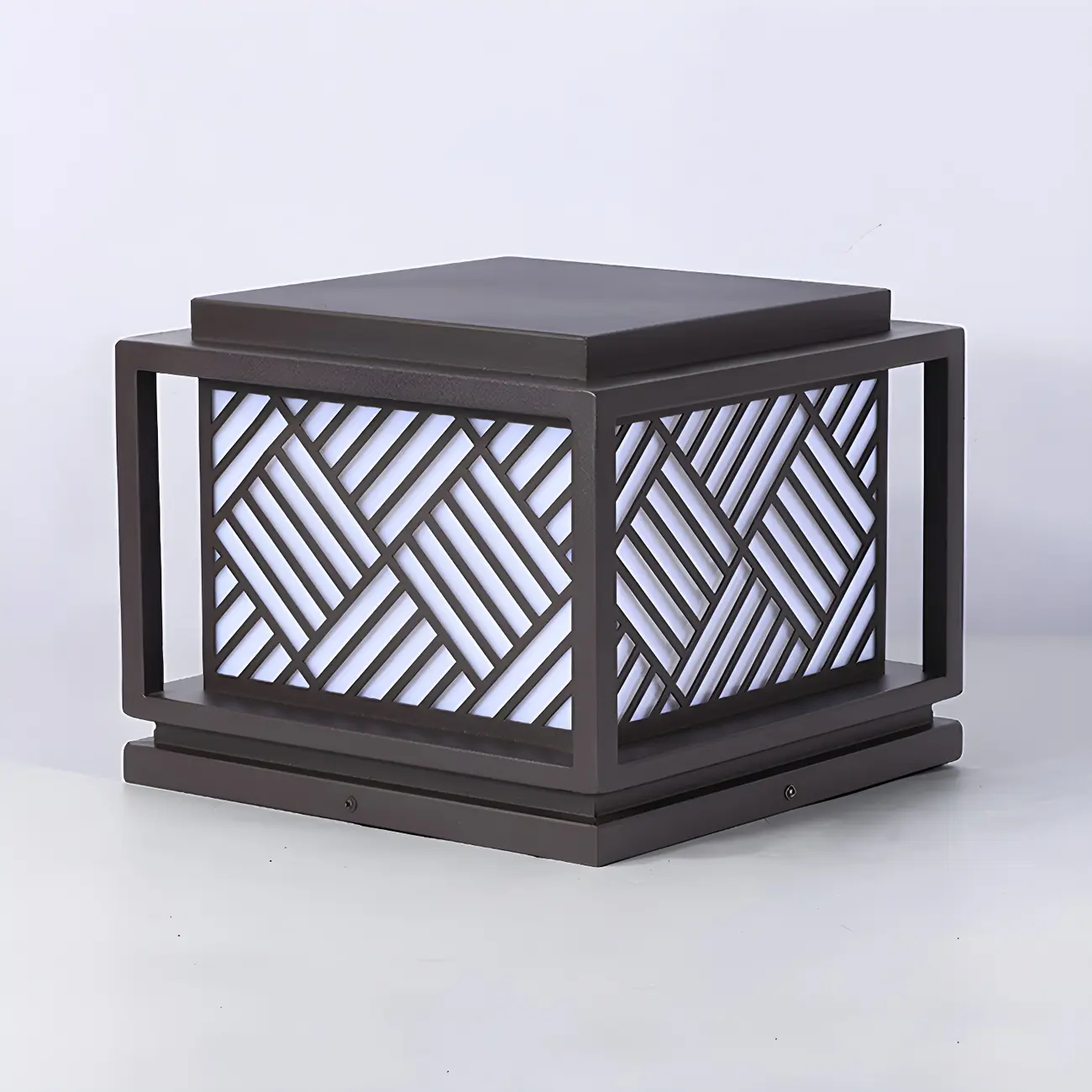 Cubic Metal Post Cap Light with Geometric Pattern Shade Image - 7 | homeyfad
