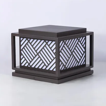 Cubic Metal Post Cap Light with Geometric Pattern Shade Image - 7