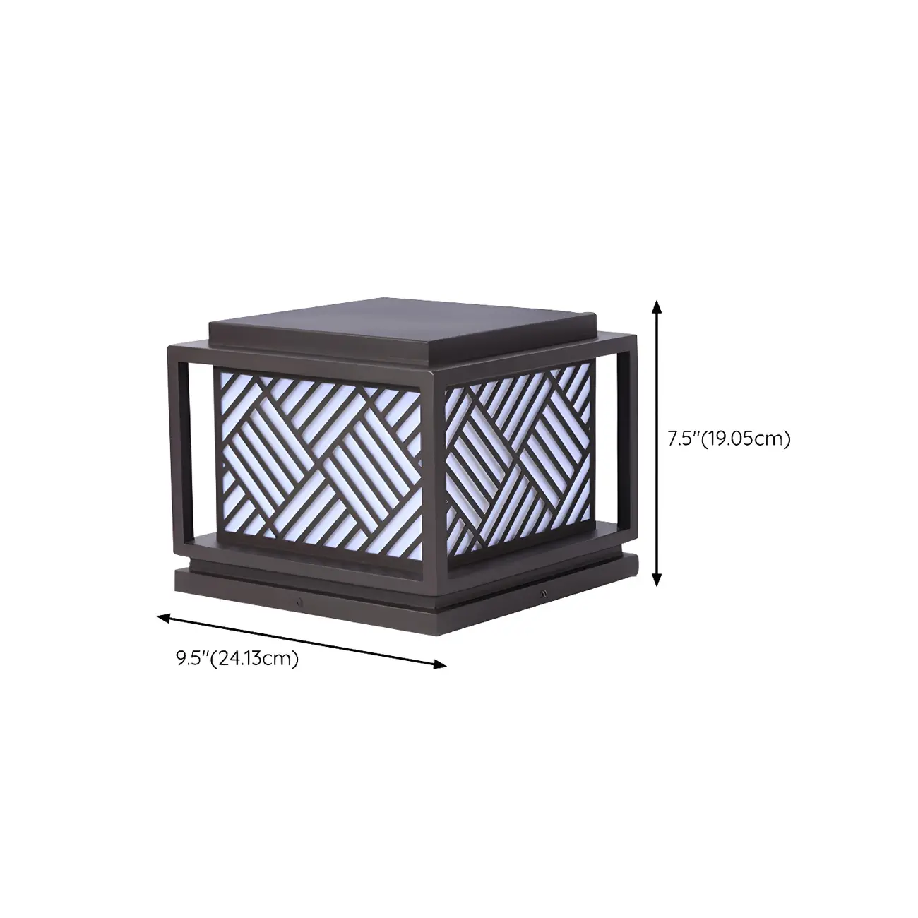 Cubic Metal Post Cap Light with Geometric Pattern Shade #size