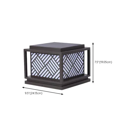 Cubic Metal Post Cap Light with Geometric Pattern Shade #size