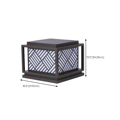 Cubic Metal Post Cap Light with Geometric Pattern Shade Image - 15