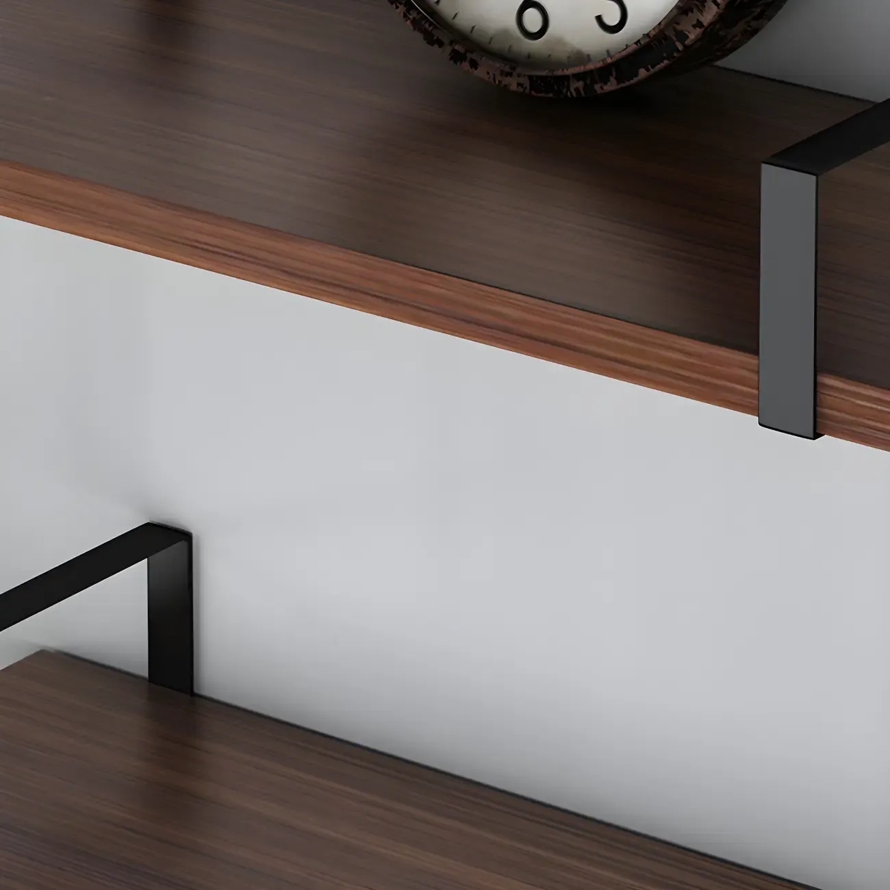 Industrial Wide 3-Tier Wooden Floating Bookcase Image - 11