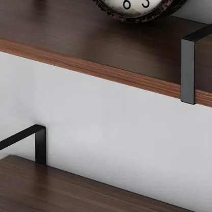 Industrial Wide 3-Tier Wooden Floating Bookcase Image - 11