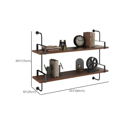 Industrial Wide 3-Tier Wooden Floating Bookcase #size