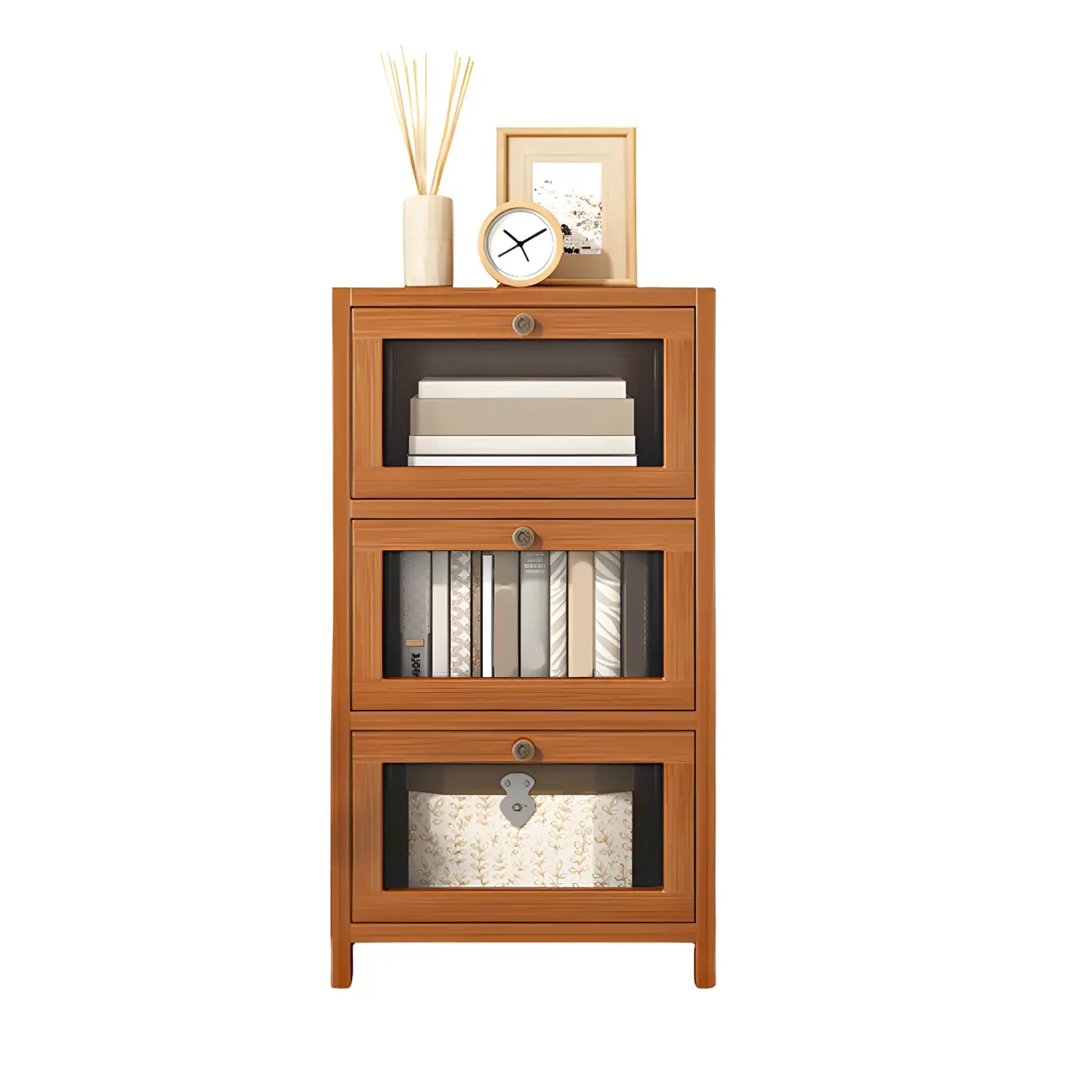 Narrow Wooden Multi-Drawer Corner Display Cabinet Image - 2 | homeyfad
