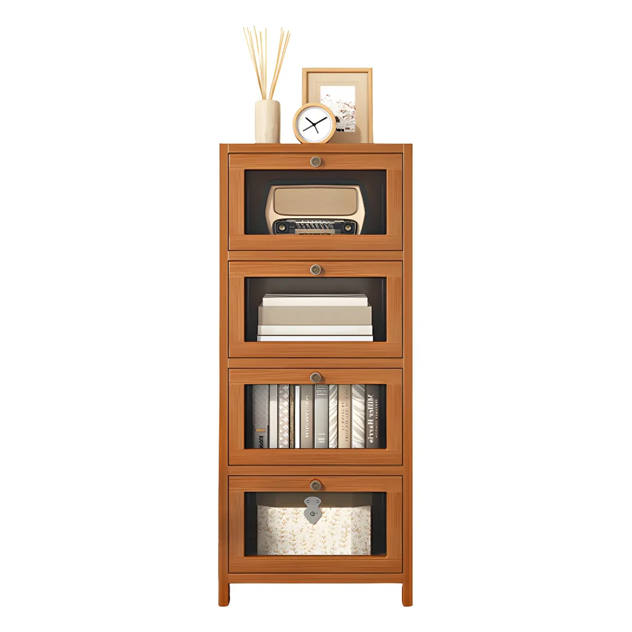 Narrow Wooden Multi-Drawer Corner Display Cabinet Image - 3 | homeyfad