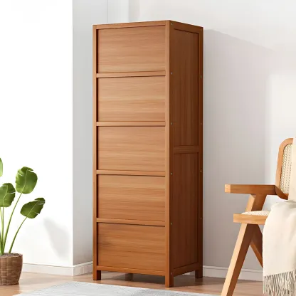 Narrow Wooden Multi-Drawer Corner Display Cabinet Image - 6