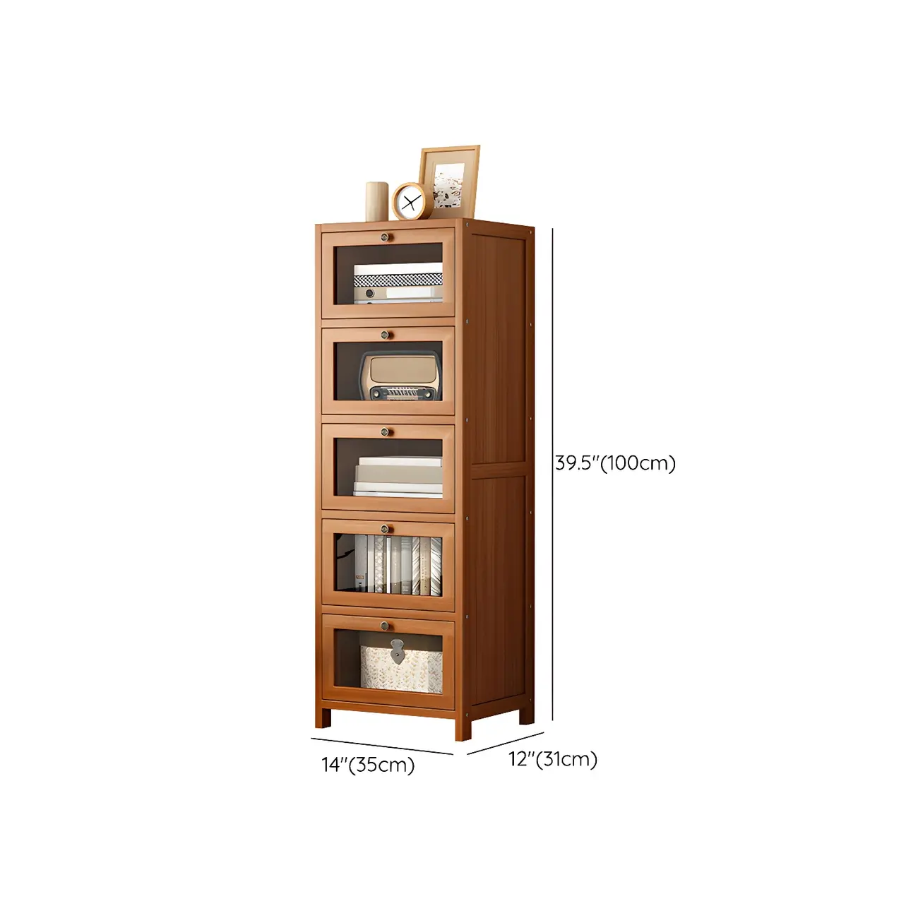 Narrow Wooden Multi-Drawer Corner Display Cabinet Image - 14 | homeyfad