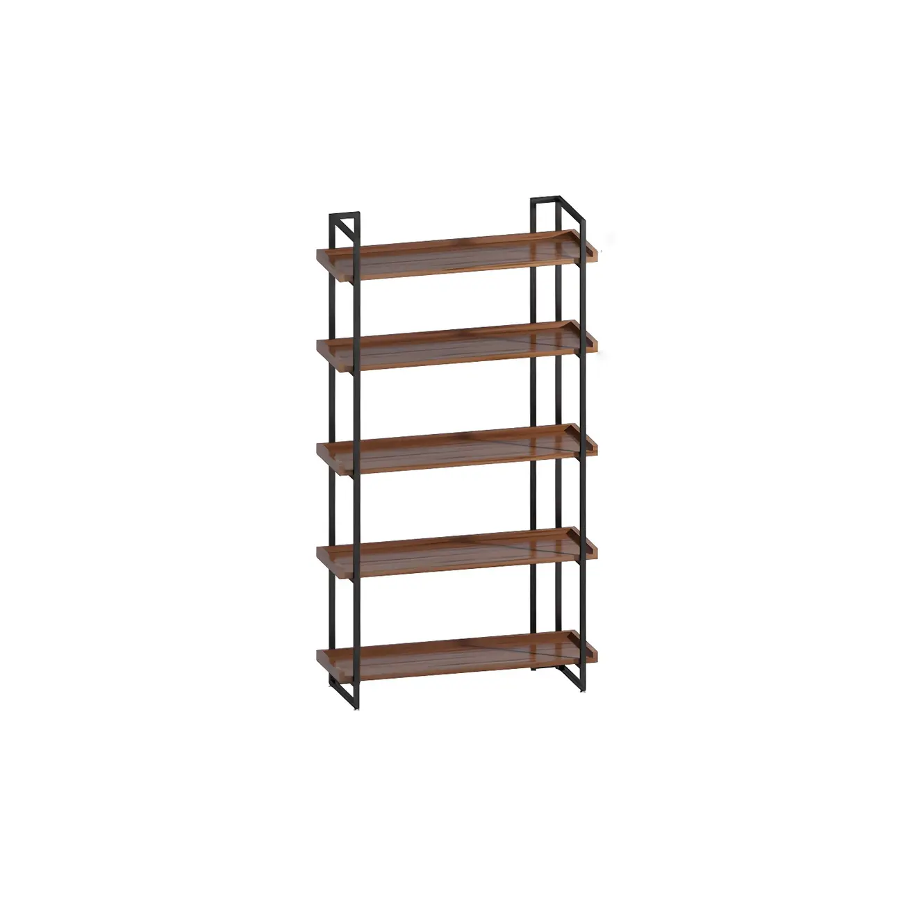 5-Shelf Industrial Metal &Wood Brown Display Bookcase Image - 5 | homeyfad