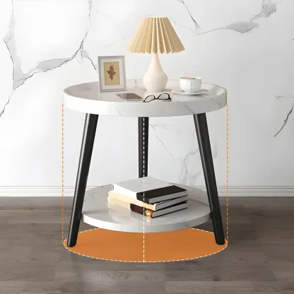 Modern Round Walnut Finish Open Type Nightstand Image - 4