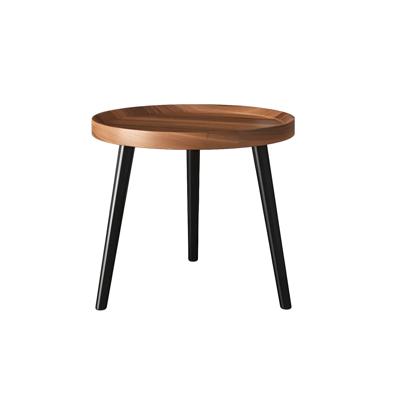 Modern Round Walnut Finish Open Type Nightstand Image - 27 | homeyfad