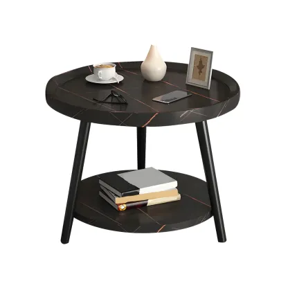 Modern Round Walnut Finish Open Type Nightstand Image - 32