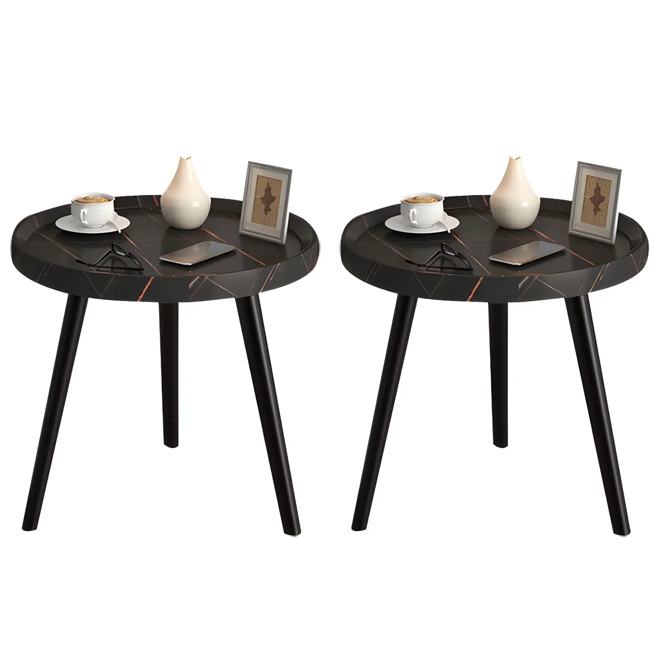 Modern Round Walnut Finish Open Type Nightstand Image - 36 | homeyfad