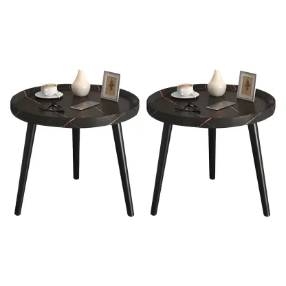 Modern Round Walnut Finish Open Type Nightstand Image - 37