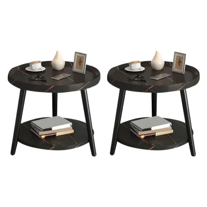 Modern Round Walnut Finish Open Type Nightstand Image - 46