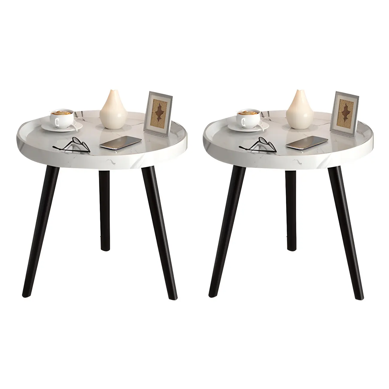 Modern Round Walnut Finish Open Type Nightstand Image - 39 | homeyfad