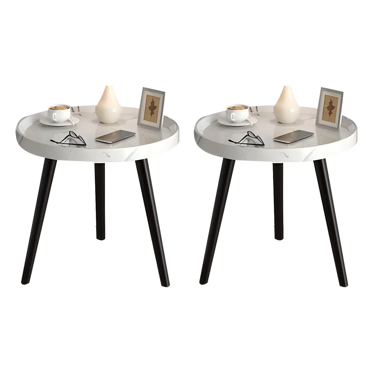 Modern Round Walnut Finish Open Type Nightstand Image - 39