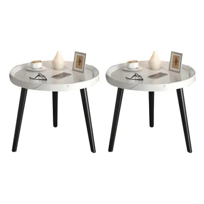 Modern Round Walnut Finish Open Type Nightstand Image - 40