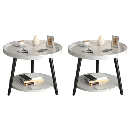 Modern Round Walnut Finish Open Type Nightstand Image - 50