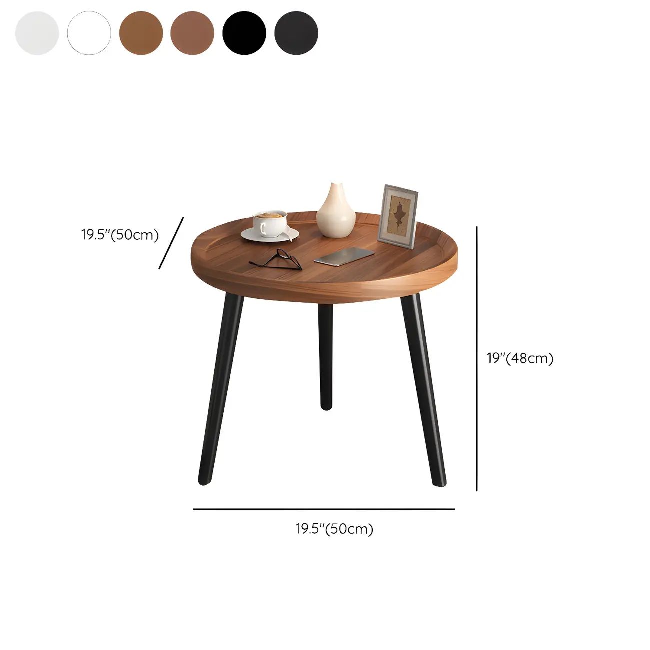 Modern Round Walnut Finish Open Type Nightstand Image - 52 | homeyfad