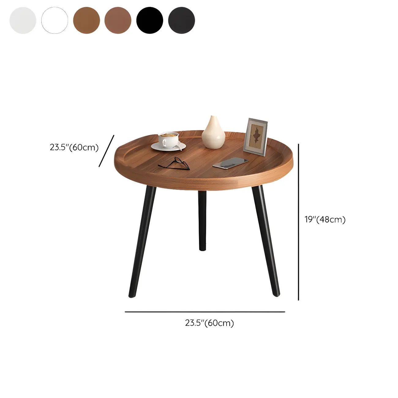 Modern Round Walnut Finish Open Type Nightstand Image - 53 | homeyfad