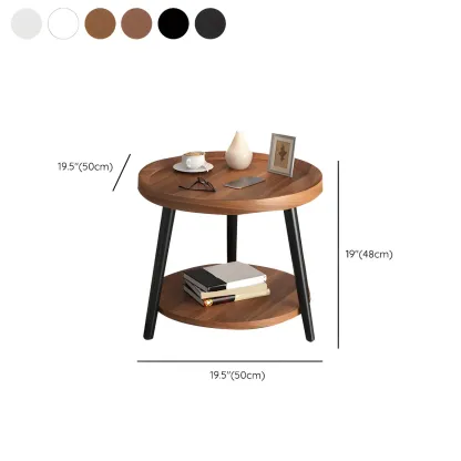 Modern Round Walnut Finish Open Type Nightstand Image - 55