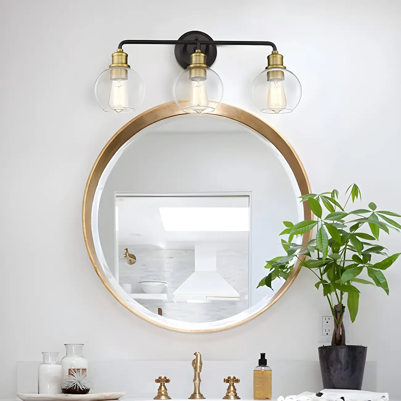 Industrial Black Metal Glass Dome Vanity Lights for Bathroom | homeyfad