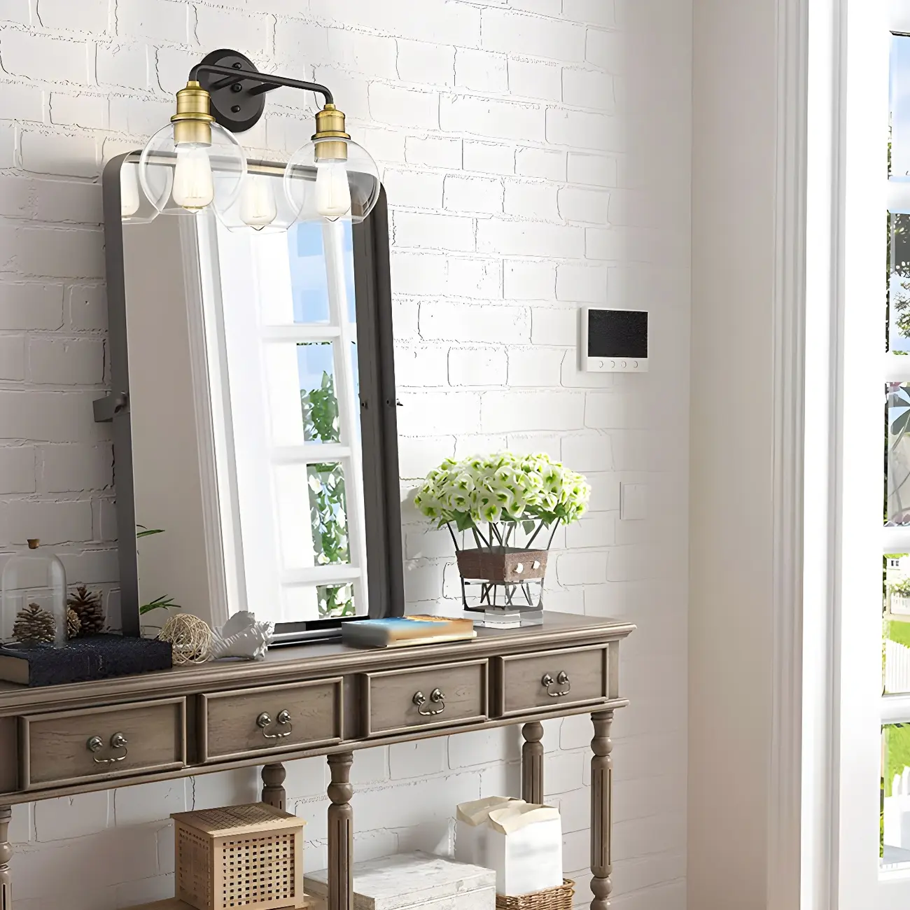 Industrial Black Metal Glass Dome Vanity Lights for Bathroom | homeyfad