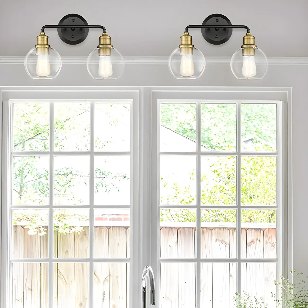 Industrial Black Metal Glass Dome Vanity Lights for Bathroom | homeyfad