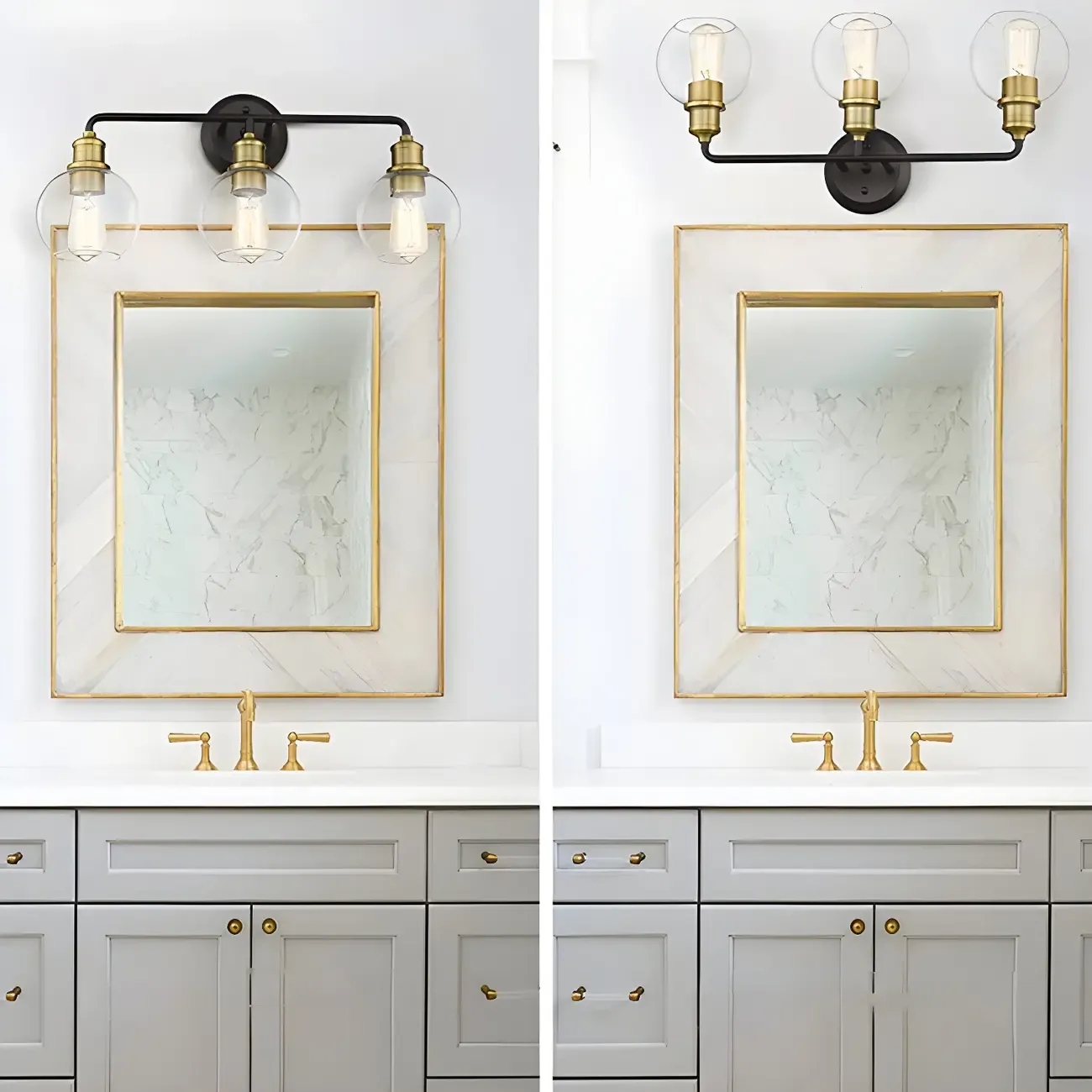 Industrial Black Metal Glass Dome Vanity Lights for Bathroom