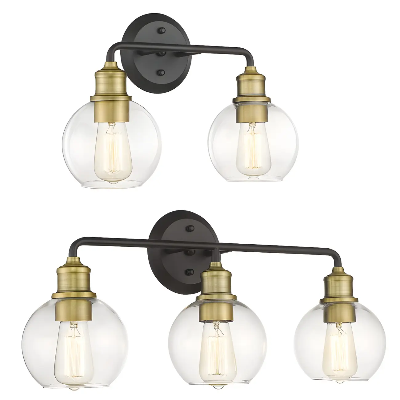 Industrial Black Metal Glass Dome Vanity Lights for Bathroom | homeyfad