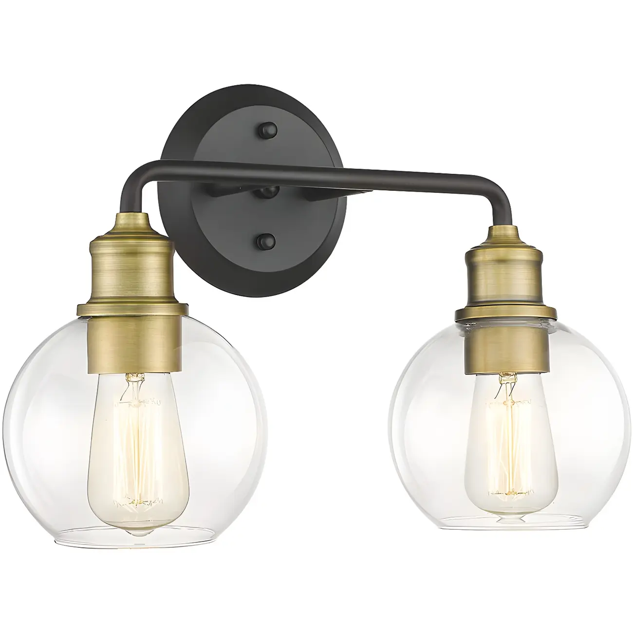 Industrial Black Metal Glass Dome Vanity Lights for Bathroom | homeyfad