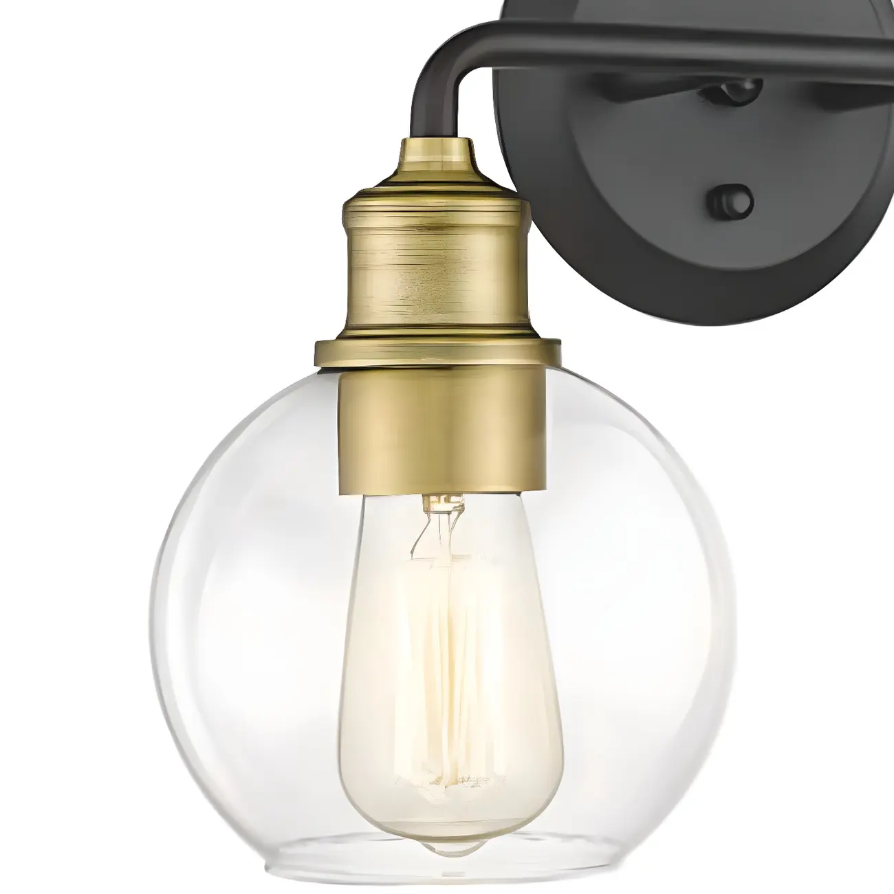 Industrial Black Metal Glass Dome Vanity Lights for Bathroom | homeyfad