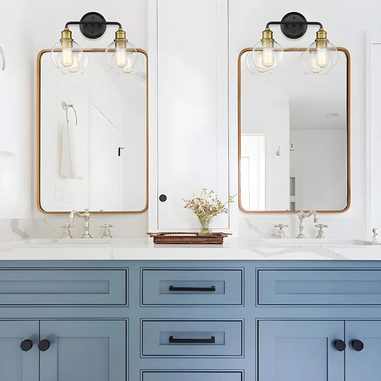 Industrial Black Metal Glass Dome Vanity Lights for Bathroom | homeyfad